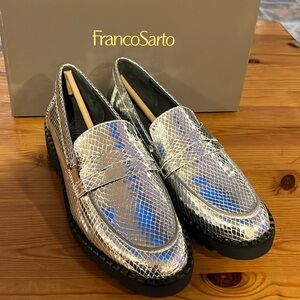 - Franco Sarto Cassandra Silver Loafers - Sz. 7.5 M